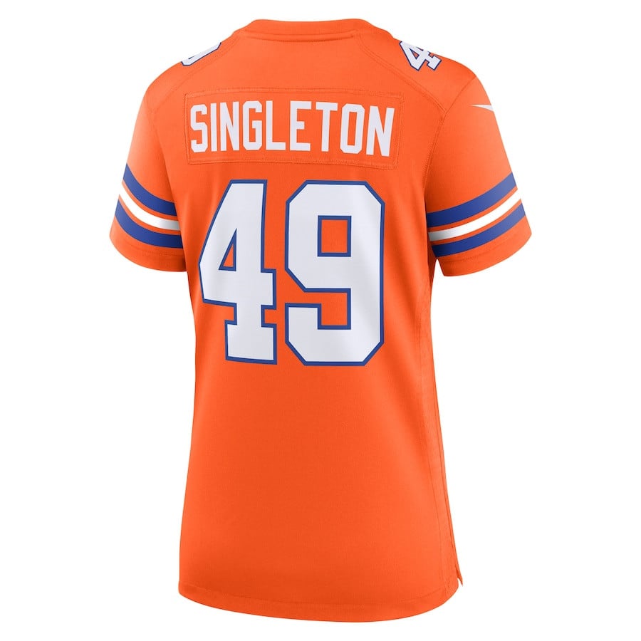 Alex Singleton 49 Denver Broncos Women's Mile High Collection 1977 Throwback Player Game Jersey - Orange JS3730 nicesnker - Image 3
