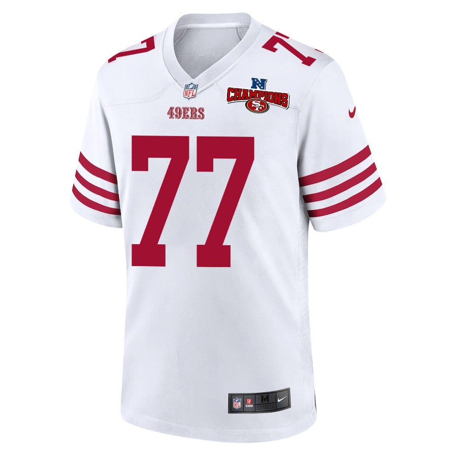 Alfredo Gutierrez 77 San Francisco 49ers NFC Champions Patch Game Men Jersey - White JS1217 nicesnker - Image 2