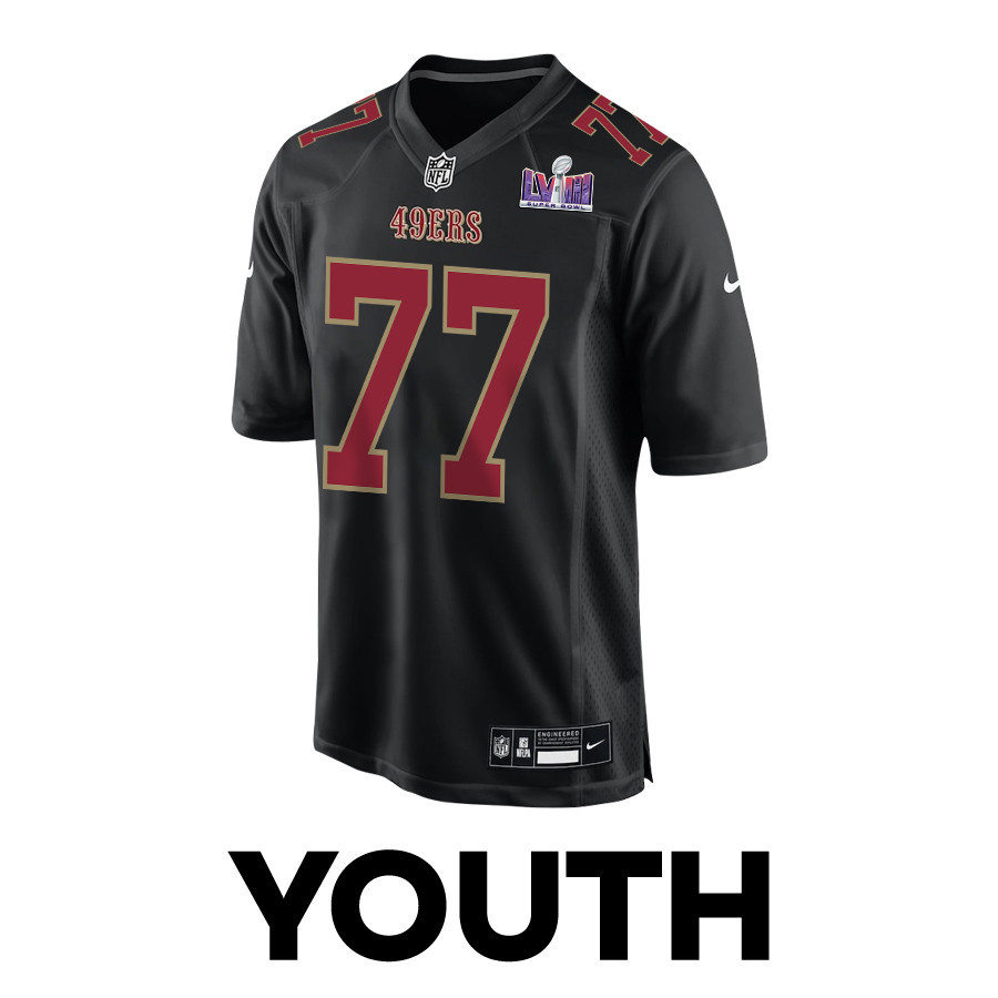 Alfredo Gutierrez 77 San Francisco 49ers Super Bowl LVIII Patch Fashion Game YOUTH Jersey - Carbon Black JS5403 nicesnker - Image 2