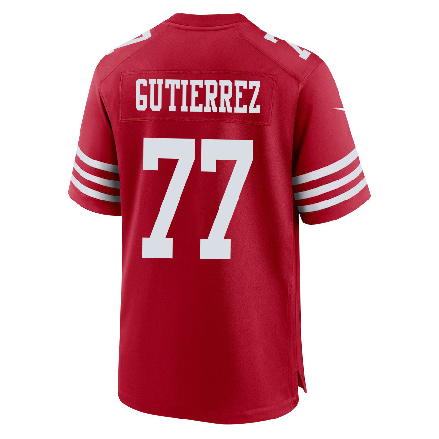 Alfredo Gutierrez 77 San Francisco 49ers Super Bowl LVIII Patch Game Men Jersey - Scarlet JS3754 nicesnker - Image 3