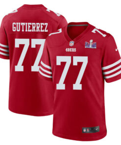 Alfredo Gutierrez 77 San Francisco 49ers Super Bowl LVIII Patch Game Men Jersey - Scarlet JS3754 nicesnker