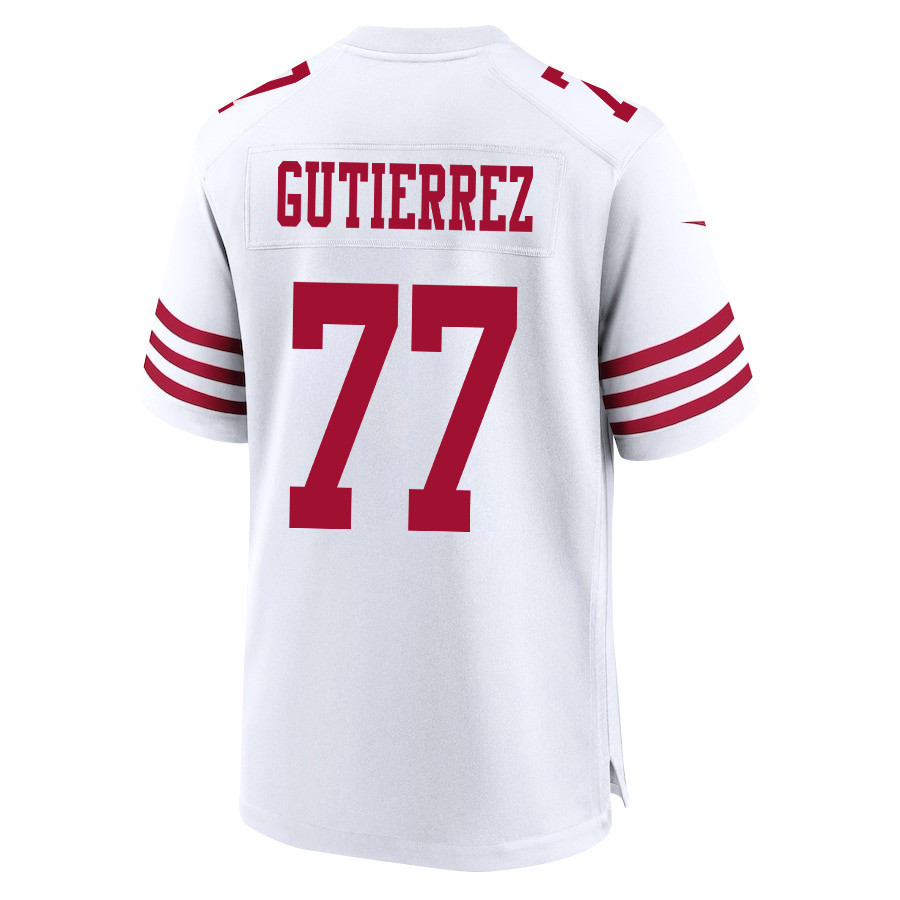 Alfredo Gutierrez 77 San Francisco 49ers Super Bowl LVIII Patch Game Men Jersey - White JS6573 nicesnker - Image 3