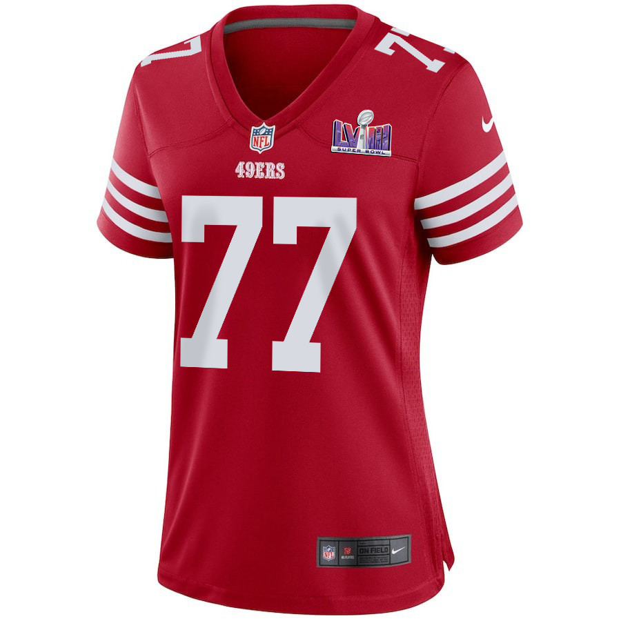 Alfredo Gutierrez 77 San Francisco 49ers Super Bowl LVIII Patch Game Women Jersey - Scarlet JS8767 nicesnker - Image 2