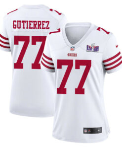 Alfredo Gutierrez 77 San Francisco 49ers Super Bowl LVIII Patch Game Women Jersey - White JS3455 nicesnker