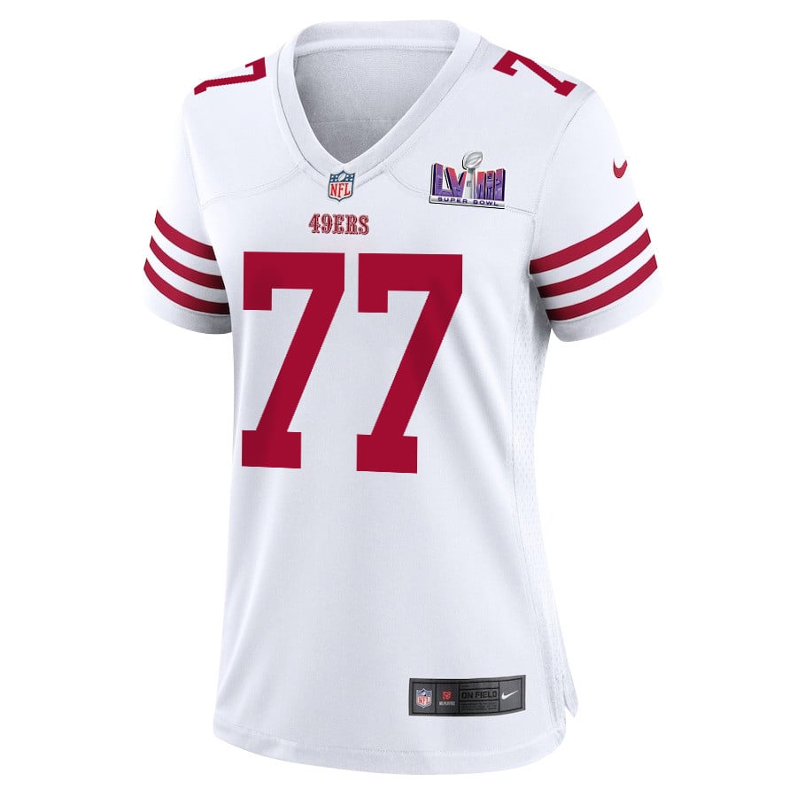 Alfredo Gutierrez 77 San Francisco 49ers Super Bowl LVIII Patch Game Women Jersey - White JS3455 nicesnker - Image 2