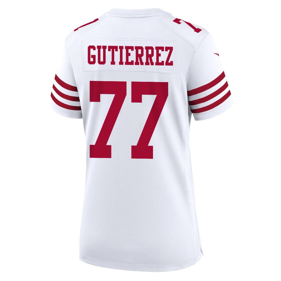 Alfredo Gutierrez 77 San Francisco 49ers Super Bowl LVIII Patch Game Women Jersey - White JS3455 nicesnker - Image 3