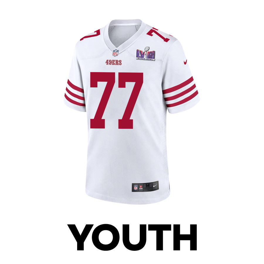 Alfredo Gutierrez 77 San Francisco 49ers Super Bowl LVIII Patch Game YOUTH Jersey - White JS5808 nicesnker - Image 2