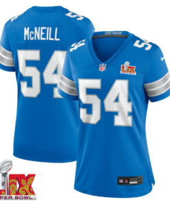 Alim McNeill #54 Detroit Lions Super Bowl LIX Women's Jersey - Blue JS5635 nicesnker