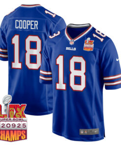 Amari Cooper 18 Buffalo Bills Super Bowl LIX Champions Patch Game Men Jersey - Royal JS9412 nicesnker