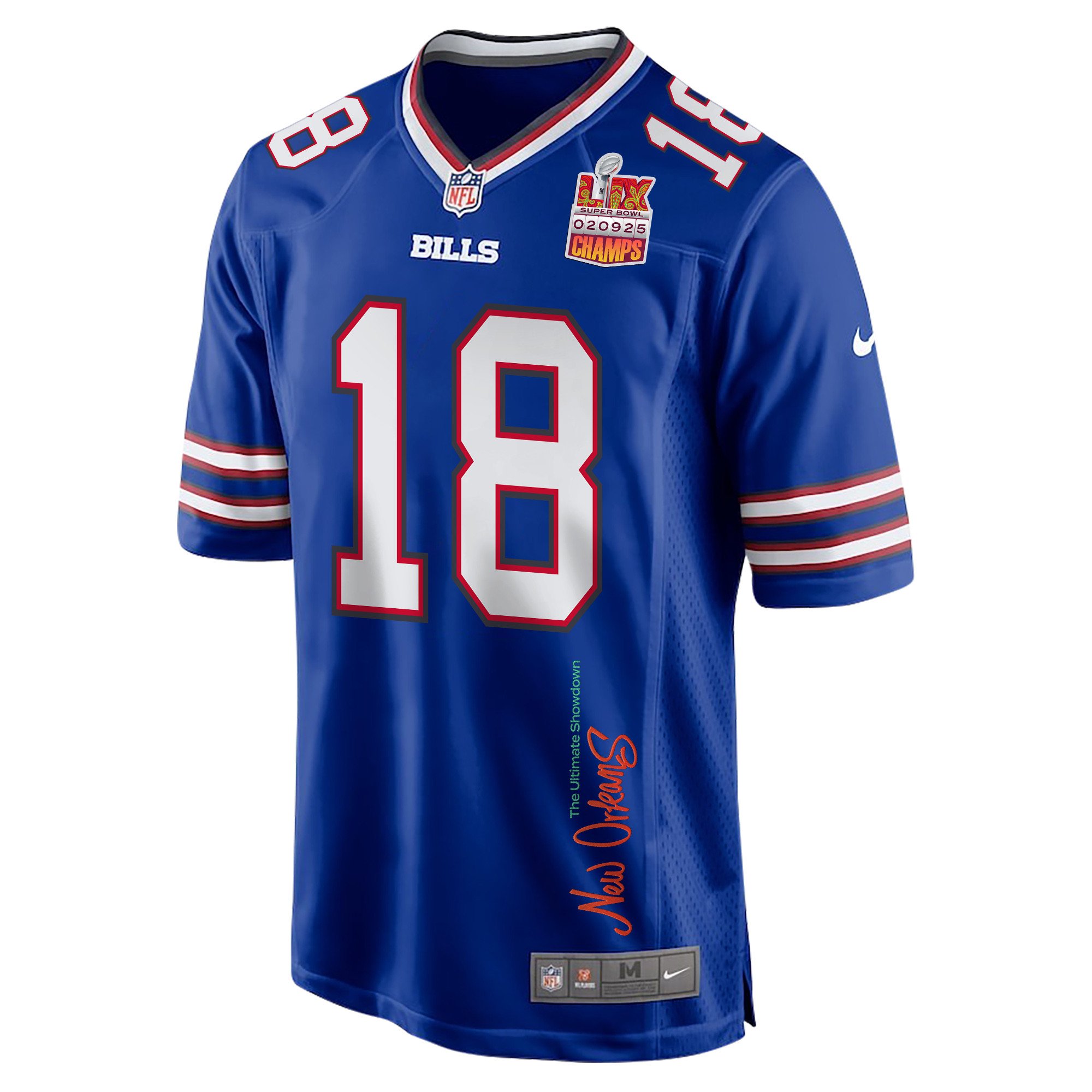 Amari Cooper 18 Buffalo Bills Super Bowl LIX Champions Patch 'New Orleans - The Ultimate Showdown' EMBROIDERED Game Men Jersey - Royal JS3832 nicesnker - Image 3