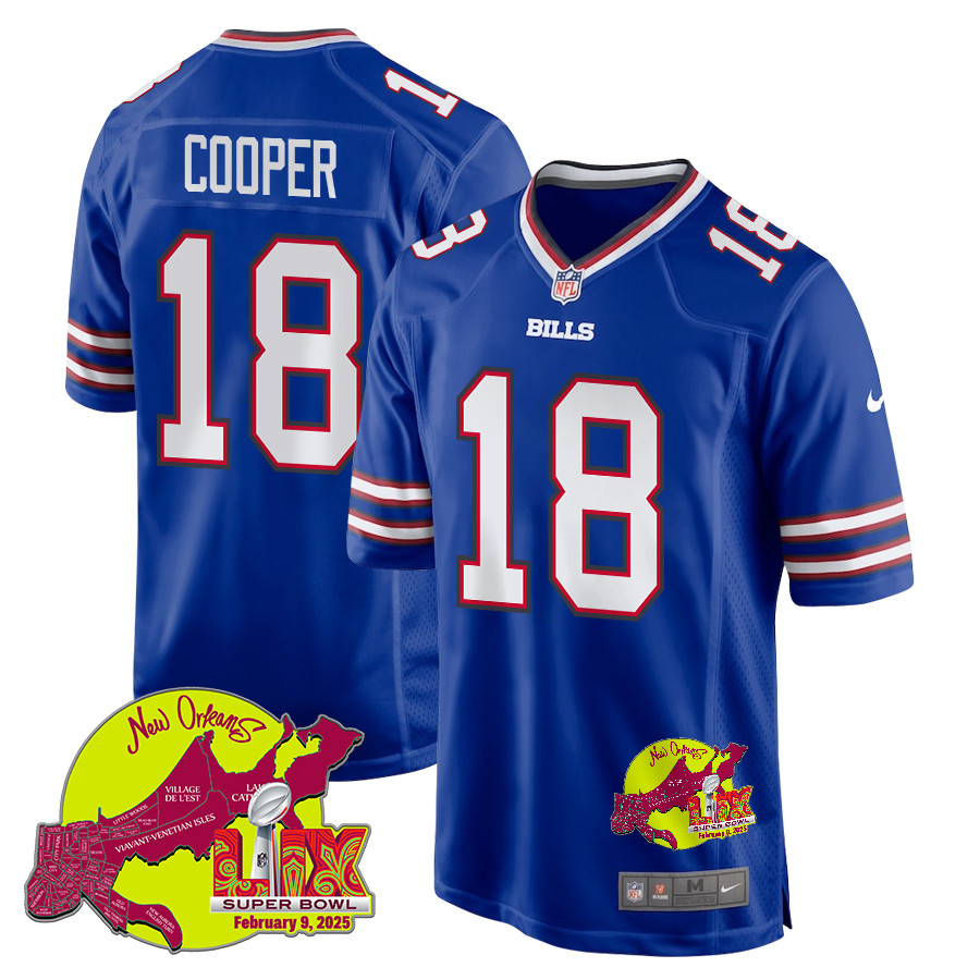 Amari Cooper 18 Buffalo Bills Super Bowl LIX New Orleans Patch Game Men Jersey - Royal JS7243 nicesnker