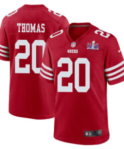 Ambry Thomas 20 San Francisco 49ers Super Bowl LVIII Patch Game Men Jersey - Scarlet JS8015 nicesnker