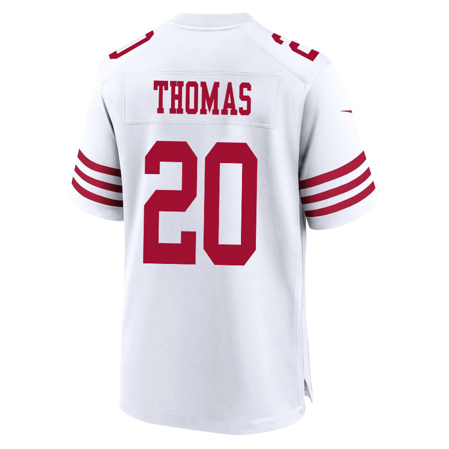Ambry Thomas 20 San Francisco 49ers Super Bowl LVIII Patch Game Men Jersey - White JS4372 nicesnker - Image 3