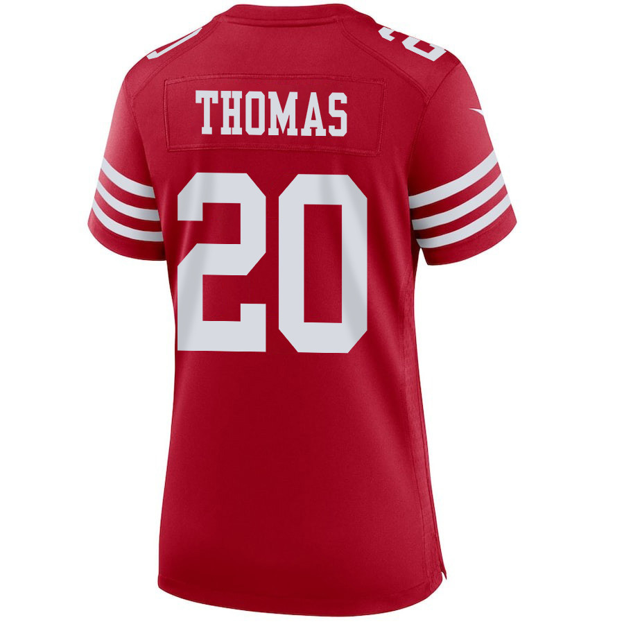 Ambry Thomas 20 San Francisco 49ers Super Bowl LVIII Patch Game Women Jersey - Scarlet JS6305 nicesnker - Image 3
