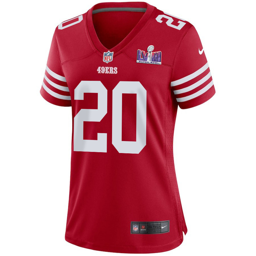 Ambry Thomas 20 San Francisco 49ers Super Bowl LVIII Patch Game Women Jersey - Scarlet JS6305 nicesnker - Image 2