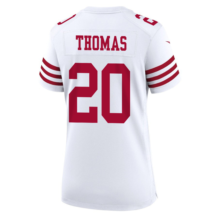 Ambry Thomas 20 San Francisco 49ers Super Bowl LVIII Patch Game Women Jersey - White JS9142 nicesnker - Image 3