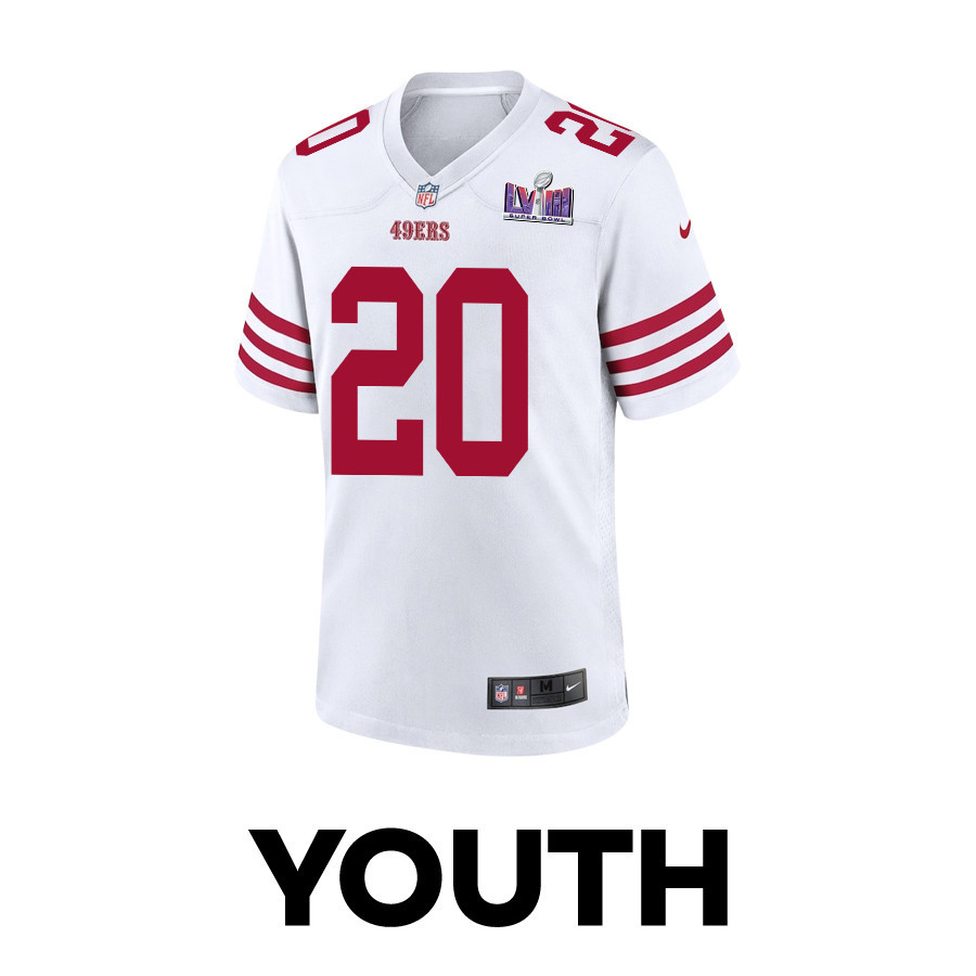 Ambry Thomas 20 San Francisco 49ers Super Bowl LVIII Patch Game YOUTH Jersey - White JS2098 nicesnker - Image 2