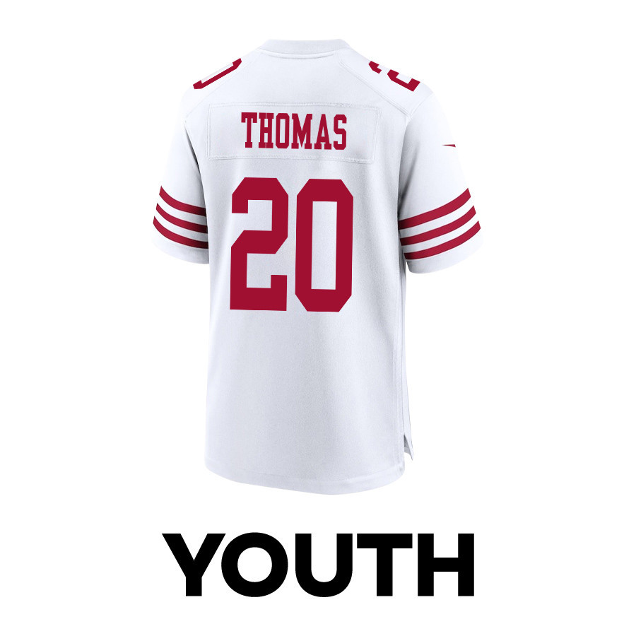 Ambry Thomas 20 San Francisco 49ers Super Bowl LVIII Patch Game YOUTH Jersey - White JS2098 nicesnker - Image 3