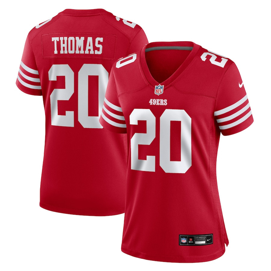 Ambry Thomas 20 San Francisco 49ers Women's Game Jersey - Scarlet JS5675 nicesnker
