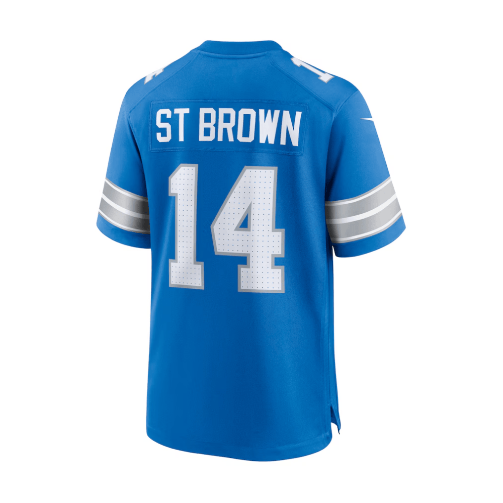 Amon-Ra St. Brown 14 Detroit Lions 2025 Pro Bowl Patch Game Men Jersey - Blue JS3145 nicesnker - Image 3