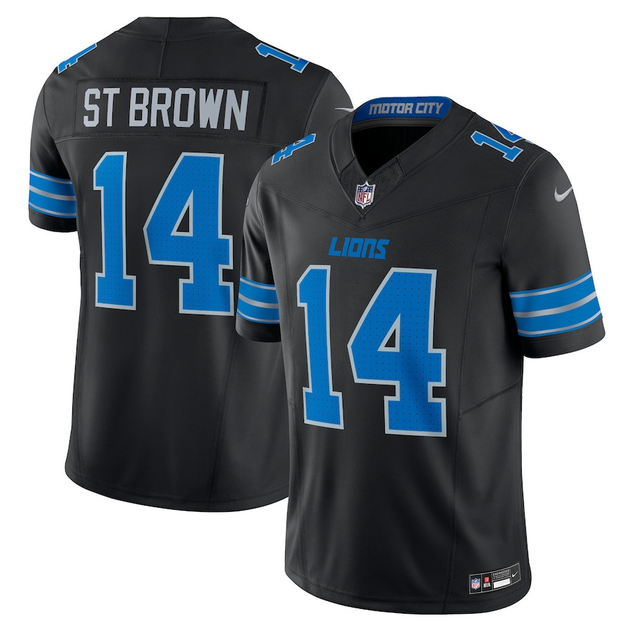 Amon-Ra St. Brown 14 Detroit Lions 2nd Alternate Vapor F.U.S.E. Limited Jersey - Black JS1221 nicesnker