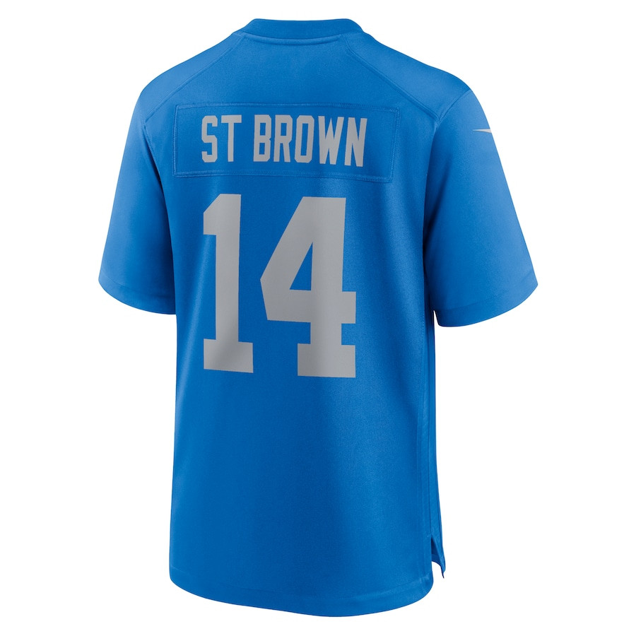 Amon-Ra St. Brown 14 Detroit Lions Alternate Game Men Jersey - Blue JS3244 nicesnker - Image 3