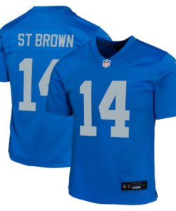 Amon-Ra St. Brown 14 Detroit Lions Alternate Game YOUTH Jersey - Blue JS7835 nicesnker