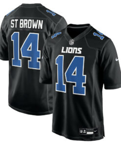 Amon-Ra St. Brown 14 Detroit Lions Carbon Fashion Men Jersey - Carbon Black JS2874 nicesnker