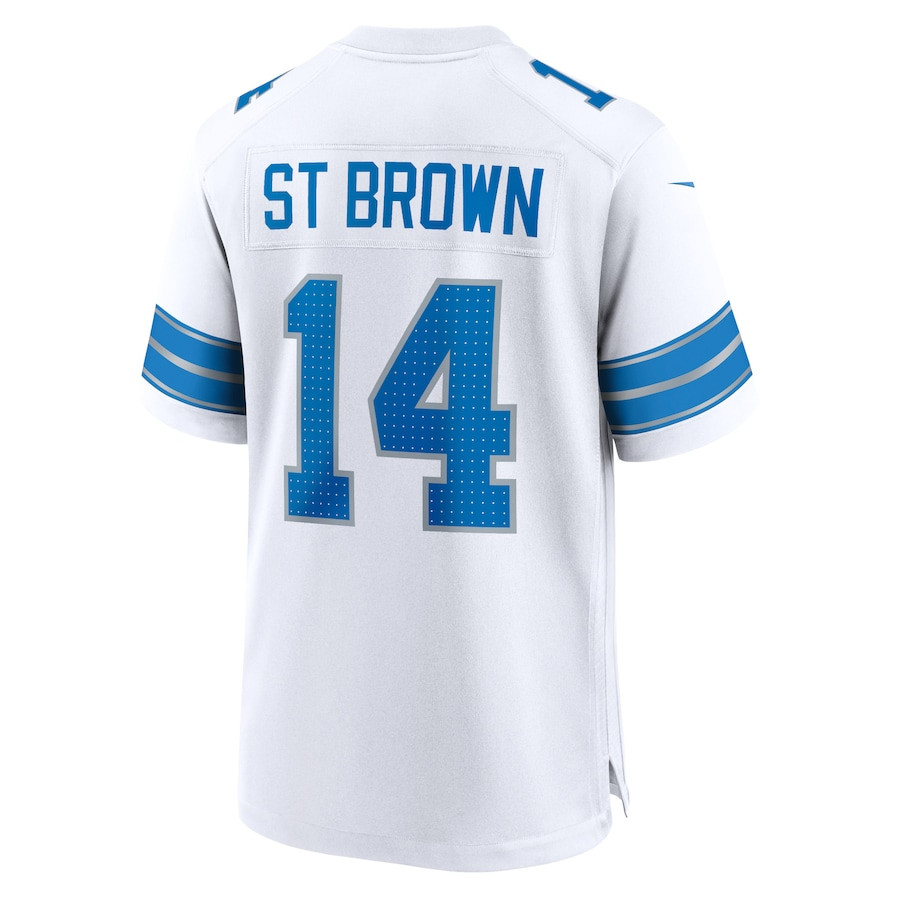 Amon-Ra St. Brown 14 Detroit Lions Game Jersey - White, Men JS2310 nicesnker - Image 3