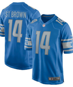 Amon-Ra St. Brown 14 Detroit Lions Men Game Jersey - Blue JS4770 nicesnker
