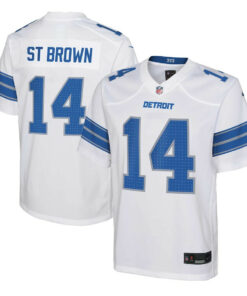 Amon-Ra St. Brown 14 Detroit Lions Player Game YOUTH Jersey - White JS2047 nicesnker