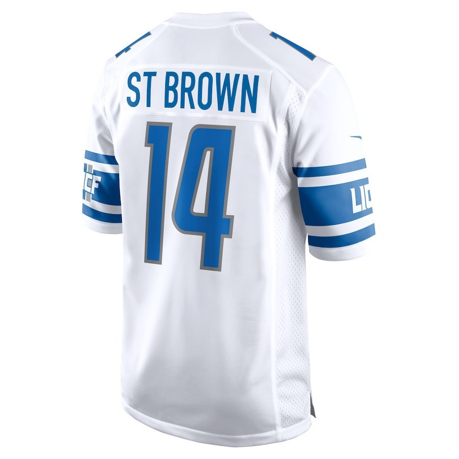 Amon-Ra St. Brown 14 Detroit Lions Sun God Game Men Jersey - White JS3582 nicesnker - Image 3