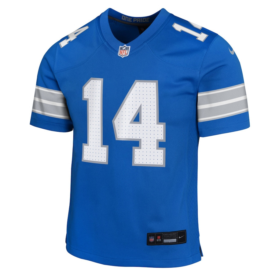 Amon-Ra St. Brown 14 Detroit Lions Team Player Game YOUTH Jersey - Blue JS3870 nicesnker - Image 2