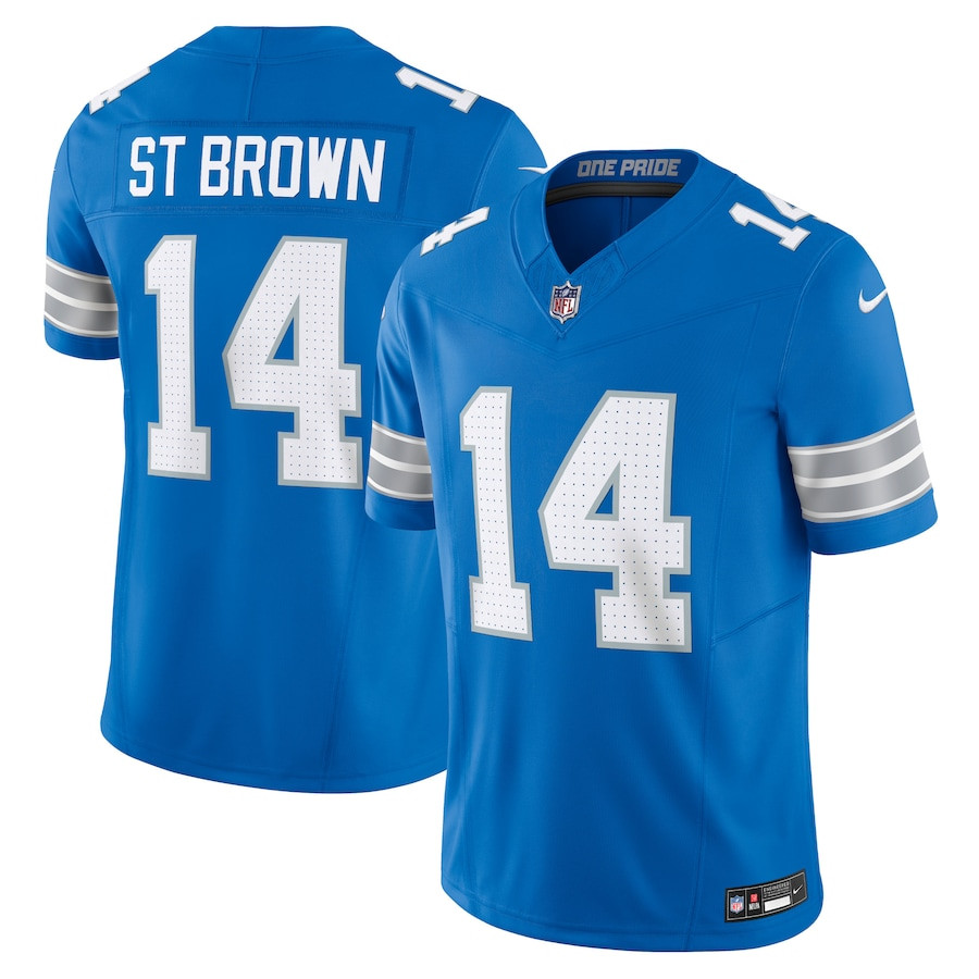 Amon-Ra St. Brown 14 Detroit Lions Vapor F.U.S.E. Limited Jersey - Men, Blue JS8630 nicesnker