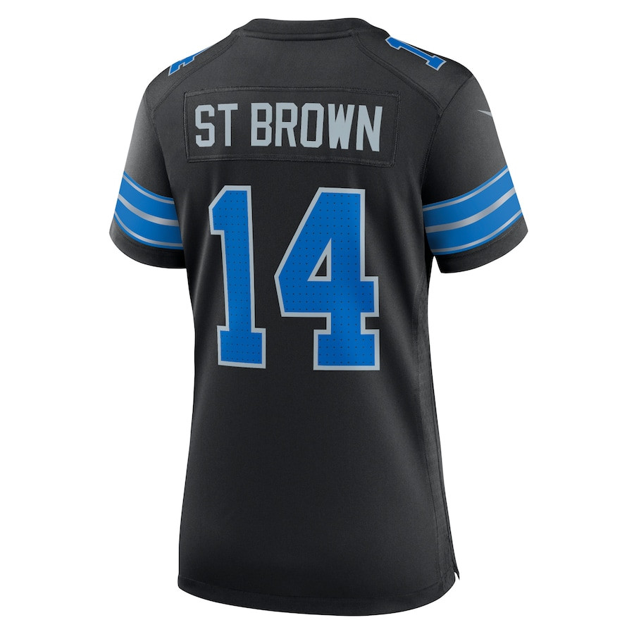 Amon-Ra St. Brown 14 Detroit Lions Women's 2nd Alternate Game Jersey - Black JS5672 nicesnker - Image 3