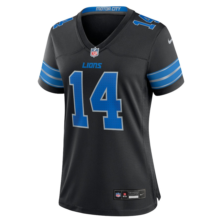 Amon-Ra St. Brown 14 Detroit Lions Women's 2nd Alternate Game Jersey - Black JS5672 nicesnker - Image 2