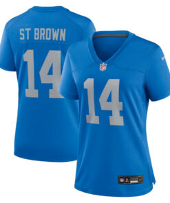 Amon-Ra St. Brown 14 Detroit Lions Women's Alternate Game Jersey - Blue JS8526 nicesnker