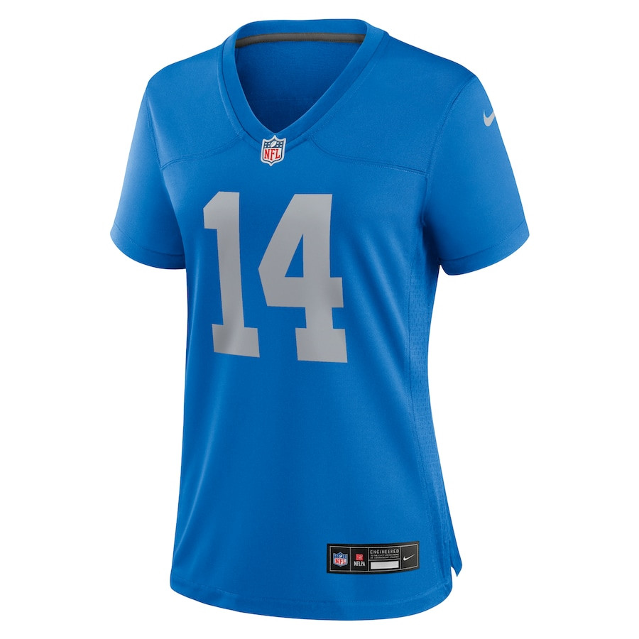 Amon-Ra St. Brown 14 Detroit Lions Women's Alternate Game Jersey - Blue JS8526 nicesnker - Image 2