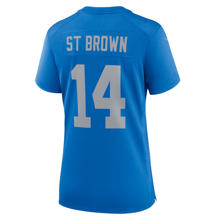 Amon-Ra St. Brown 14 Detroit Lions Women's Alternate Game Jersey - Blue JS8526 nicesnker - Image 3