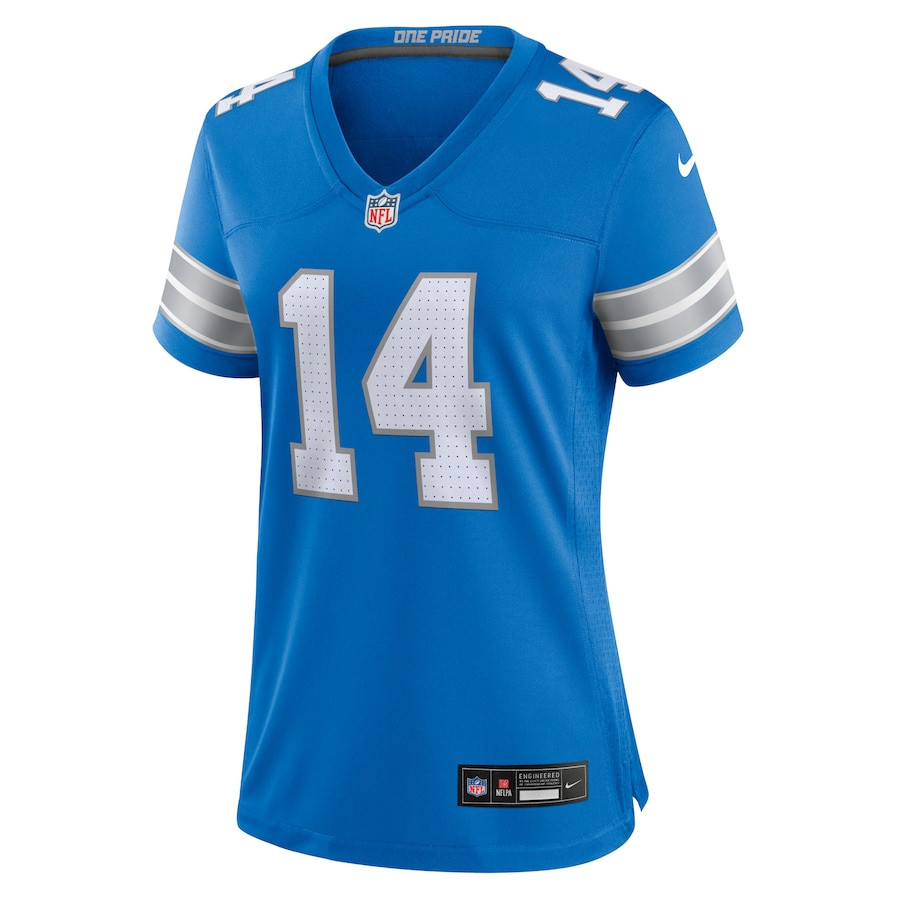 Amon-Ra St. Brown 14 Detroit Lions Women's Team Game Jersey - Blue JS8322 nicesnker - Image 2