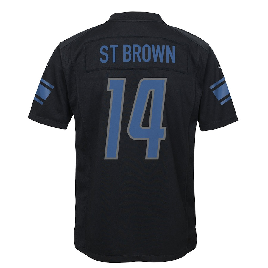Amon-Ra St. Brown 14 Detroit Lions YOUTH Fashion Game Jersey - Black JS5521 nicesnker - Image 3