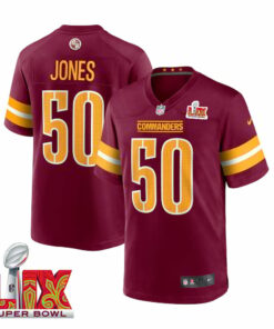 Andre Jones Jr. #50 Washington Commanders Super Bowl LIX Jersey - Men's - Burgundy JS3373 nicesnker