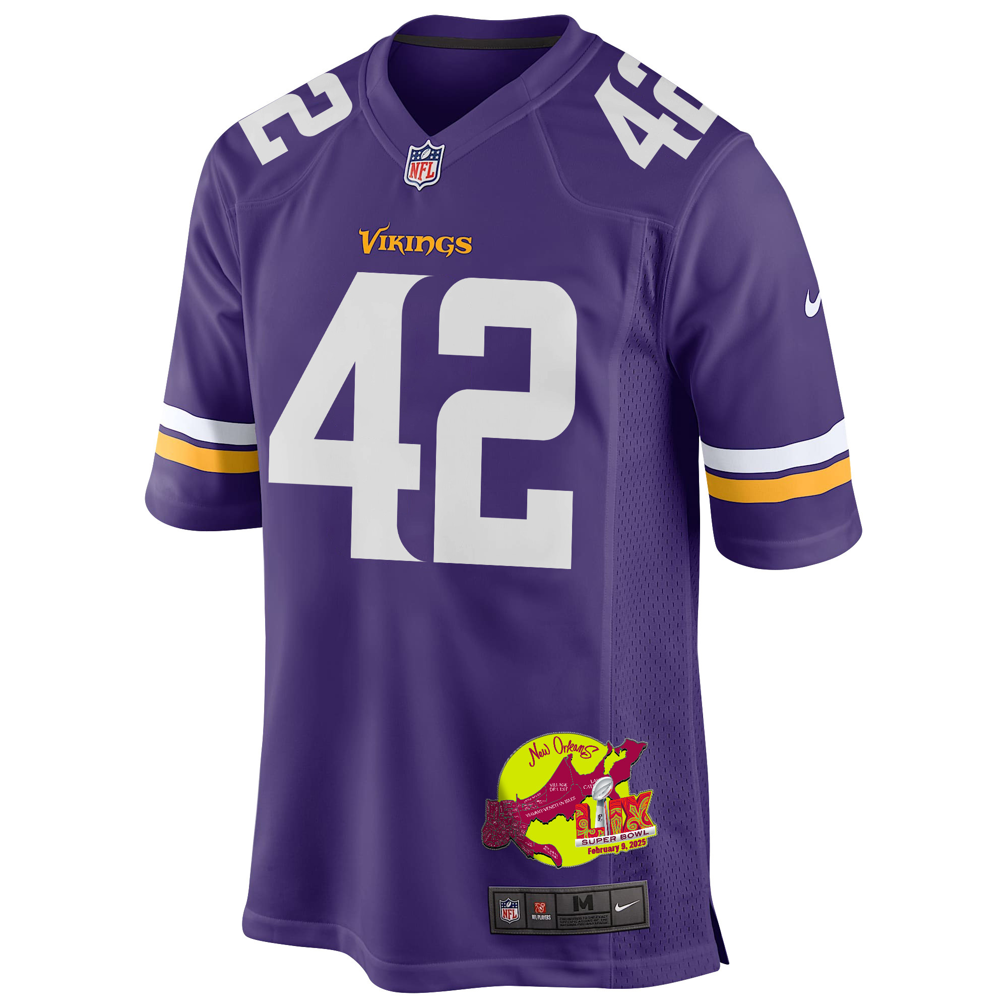 Andrew DePaola 42 Minnesota Vikings Super Bowl LIX New Orleans Patch Game Men Jersey - Purple JS6021 nicesnker - Image 3