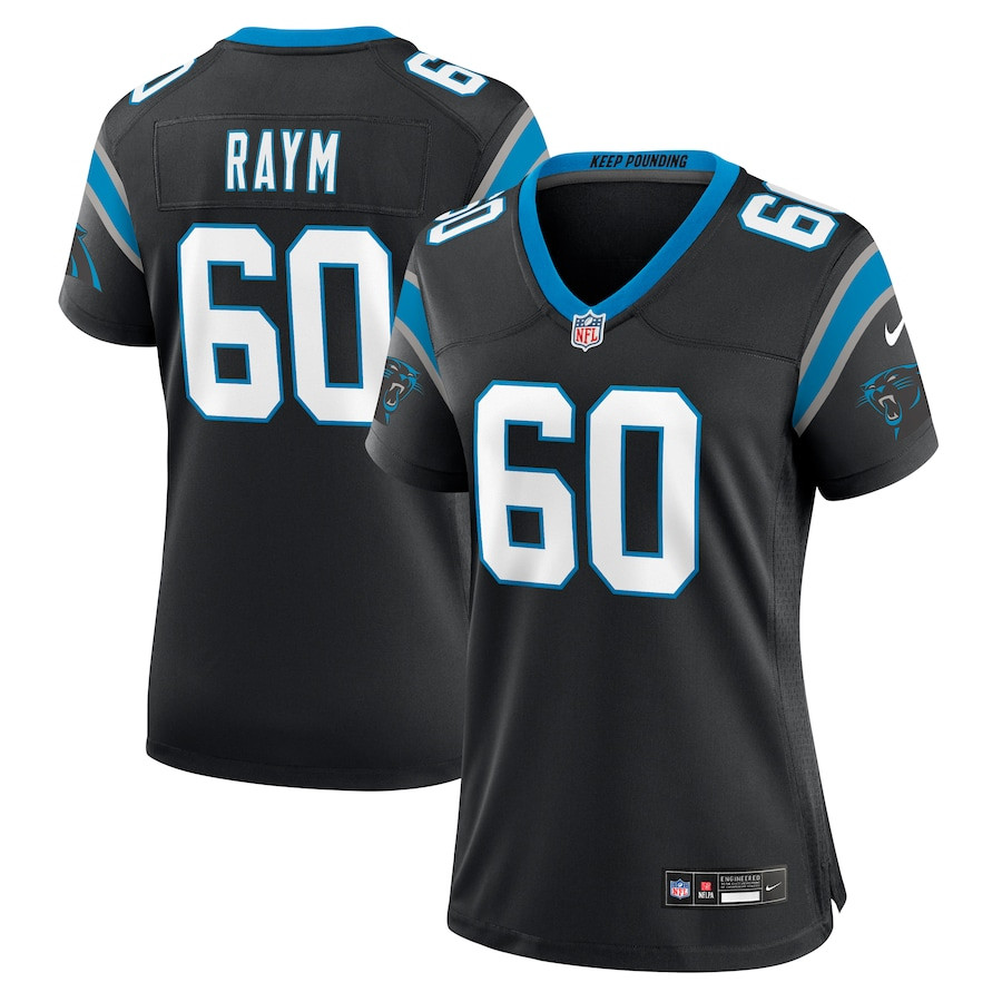 Andrew Raym 60 Carolina Panthers Women's Game Jersey - Black JS7394 nicesnker