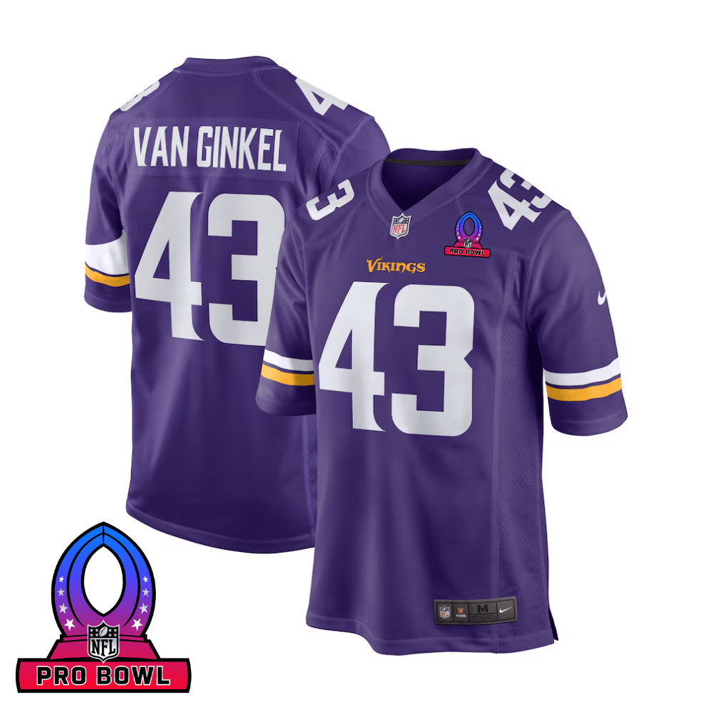 Andrew Van Ginkel 43 Baltimore Ravens 2025 Pro Bowl Patch Game Men Jersey - Purple JS8997 nicesnker