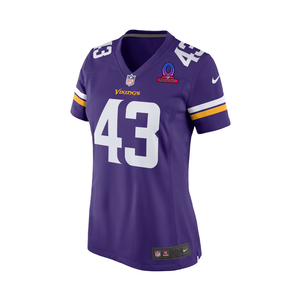 Andrew Van Ginkel 43 Minnesota Vikings 2025 Pro Bowl Patch Women Game Jersey - Purple JS2640 nicesnker - Image 3