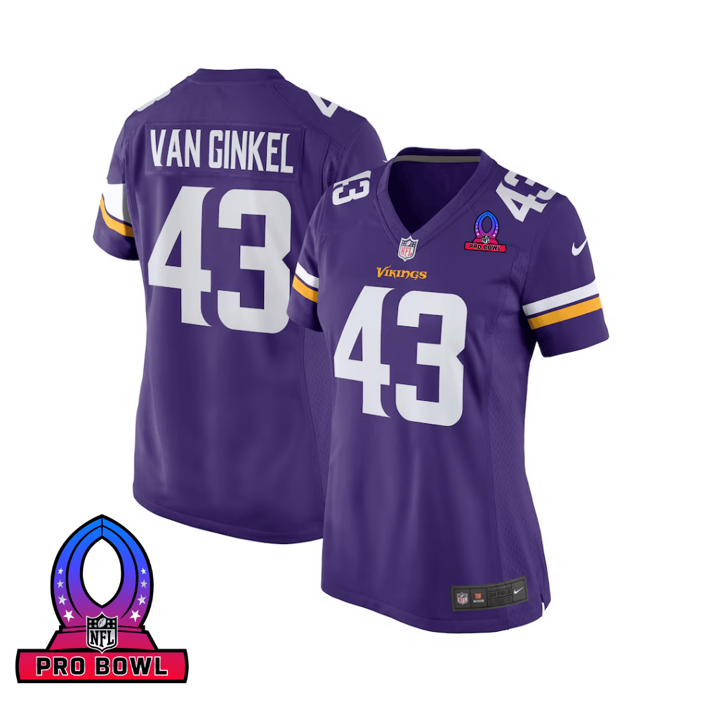 Andrew Van Ginkel 43 Minnesota Vikings 2025 Pro Bowl Patch Women Game Jersey - Purple JS2640 nicesnker
