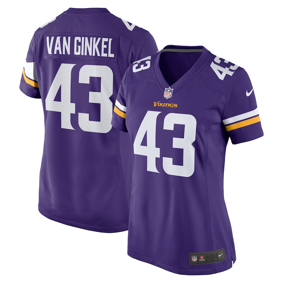 Andrew Van Ginkel 43 Minnesota Vikings Team Game Women Jersey - Purple JS2284 nicesnker