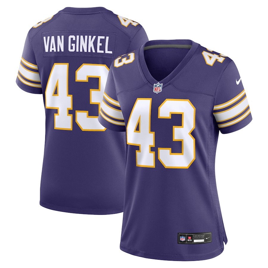 Andrew Van Ginkel 43 Minnesota Vikings Women's Alternate Game Jersey - Purple JS8239 nicesnker