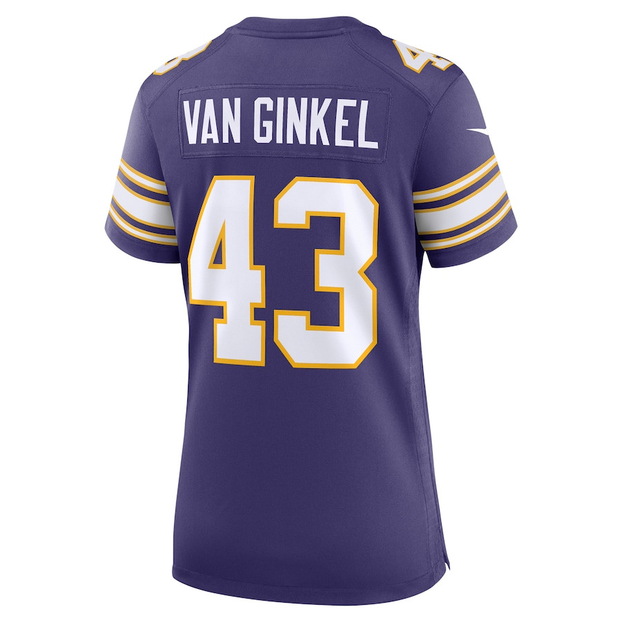 Andrew Van Ginkel 43 Minnesota Vikings Women's Alternate Game Jersey - Purple JS8239 nicesnker - Image 3